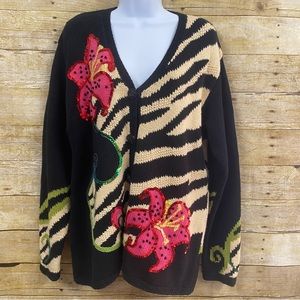 Vintage Storybook Knits cardigan sweater size large